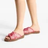 Aciel Sandal Flat Ruby Red Mix Frayed Flecked Canvas Flat Sandals
