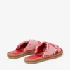 Aciel Sandal Flat Ruby Red Mix Frayed Flecked Canvas Flat Sandals