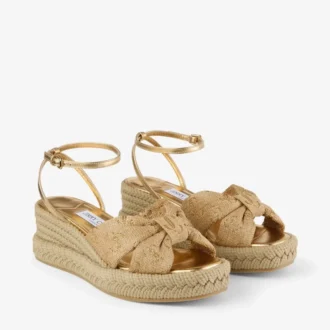 Aella Wedge 60 Gold Raffia Wedge Sandals