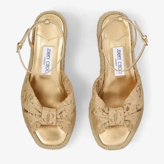 Aella Wedge 60 Gold Raffia Wedge Sandals