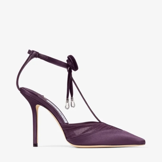 Afia Mesh 100 Winter Bloom Satin and Ruched Tulle Pumps