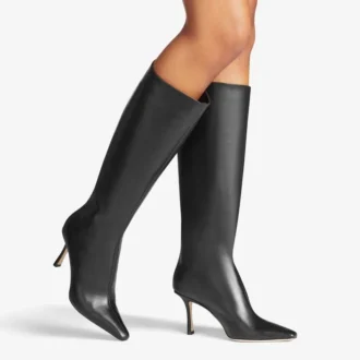 Agathe Knee Boot 85 Black Calf Leather Knee-High Boots