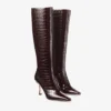Agathe Knee Boot 85 Sambuco Shiny Croc Embossed Leather Knee High Boots