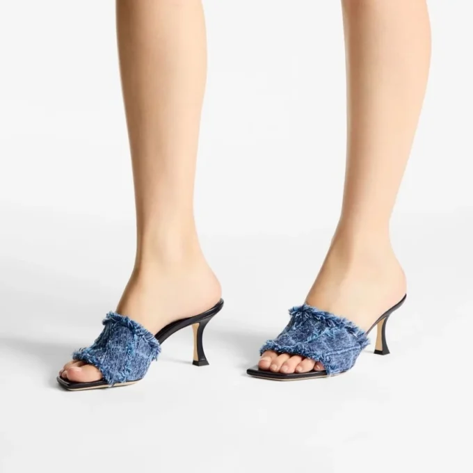 Alexia 70 Crosshatch Denim Sandals