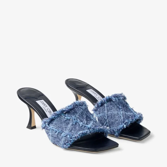 Alexia 70 Crosshatch Denim Sandals