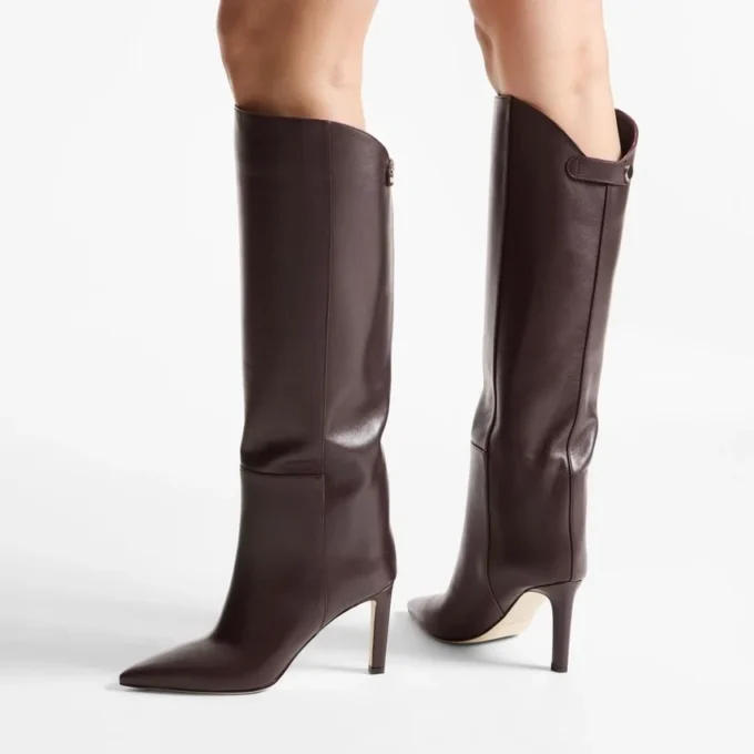 Alizze Knee Boot 85 Deep Merlot Smooth Leather Knee High Boots