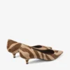Amelia 35 Chocolate Zebra Printed Pony Pumps