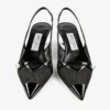 Amita 45 Black Patent Leather and Mesh Slingbacks