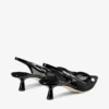 Amita 45 Black Patent Leather and Mesh Slingbacks