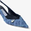 Amita 45 Marine Crosshatch Denim and Patent Leather Slingbacks