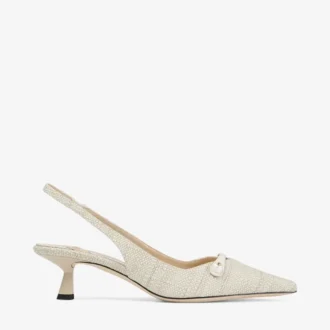 Amita 45 Natural Fine Raffia Slingbacks