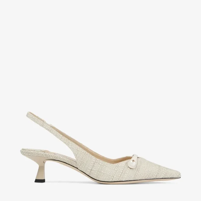Amita 45 Natural Fine Raffia Slingbacks