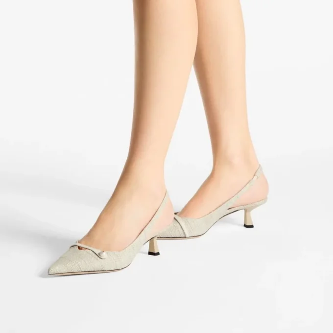 Amita 45 Natural Fine Raffia Slingbacks