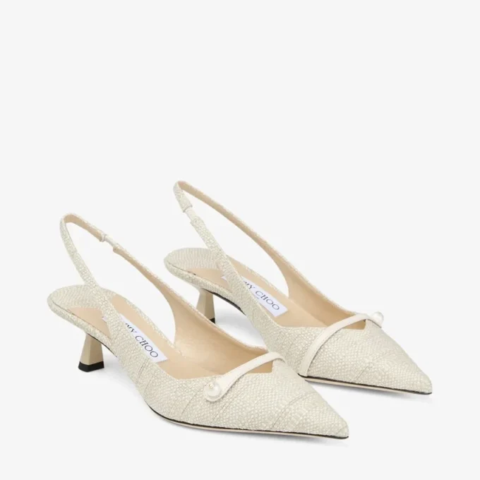 Amita 45 Natural Fine Raffia Slingbacks