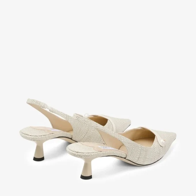 Amita 45 Natural Fine Raffia Slingbacks