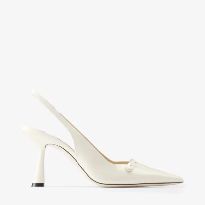 Amita 85 Latte Patent Leather Slingbacks