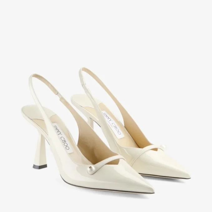Amita 85 Latte Patent Leather Slingbacks