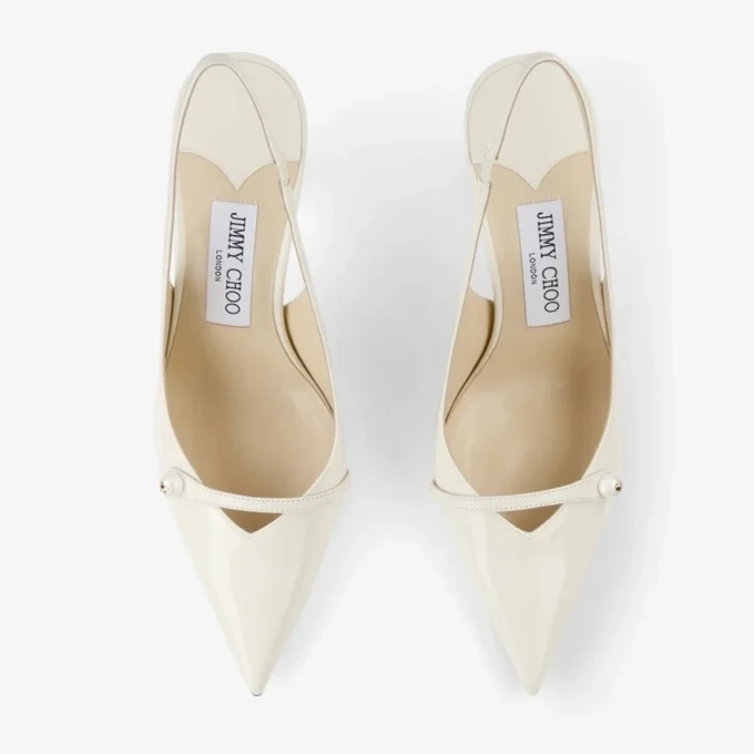 Amita 85 Latte Patent Leather Slingbacks