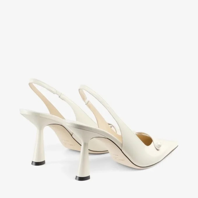 Amita 85 Latte Patent Leather Slingbacks