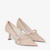 Aren Pump 65 Macaron Leather and Heart Mesh Pumps with Pearl Charm