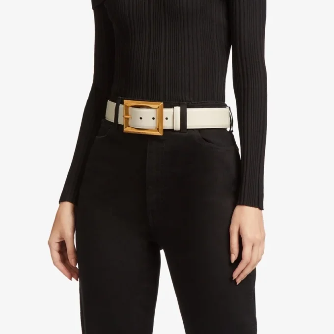 Arlie Latte Calf Leather Belt