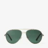 Astor Pale Gold and Green Metal Aviator Sunglasses