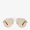 Astor Silver and Light Yellow Metal Aviator Sunglasses