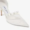 Aurelie 85 Ivory Jimmy Choo Lace Pumps with Pearl Embellishment