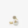 Auri Ring Gold-Finish Metal Pearl and Crystal Ring