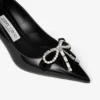 Auria 70 Black Soft Spazzolato Pumps with Velvet and Crystal Bow