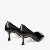 Auria 70 Black Soft Spazzolato Pumps with Velvet and Crystal Bow