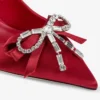 Auria 70 Ruby Red Satin Pumps with Satin and Crystal Bow