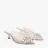Auria Mule 50 Ivory Satin and Princess Crystal Hotfix Mules with Bow Embellishment