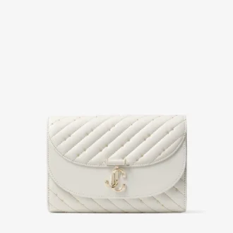 Avenue Curve Clutch Latte Quilted Nappa Leather Clutch Bag