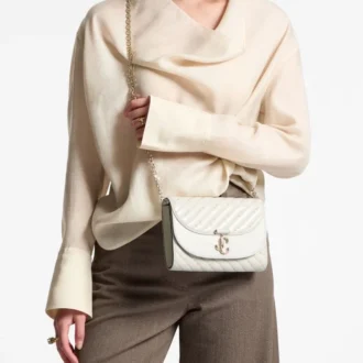 Avenue Curve Clutch Latte Quilted Nappa Leather Clutch Bag