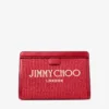Avenue London Pouch Ruby Red and Light Gold Embroidered Raffia and Leather Pouch
