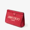 Avenue London Pouch Ruby Red and Light Gold Embroidered Raffia and Leather Pouch