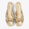 Avenue Wedge 50 Gold Metallic Nappa Wedge Mules