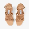 Ayla 110 Toffee and Natural Mix Suede and Nappa Leather Wedges with Fine Raffia