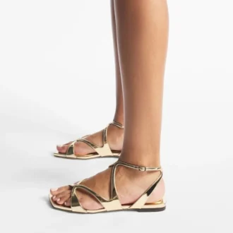 Ayla Flat Gold Metallic Leather Flats