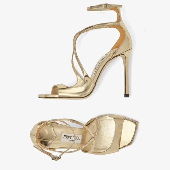 Azia 110 Gold Liquid Metal Leather Sandals