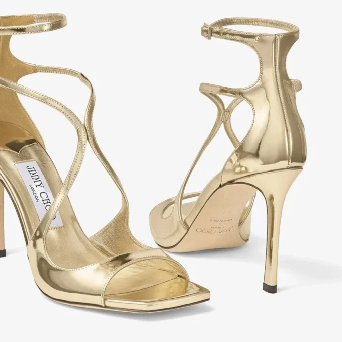 Azia 95 Gold Liquid Metal Leather Sandals