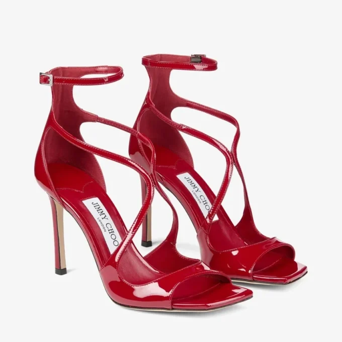Azia 95 Ruby Red Patent Leather Sandals