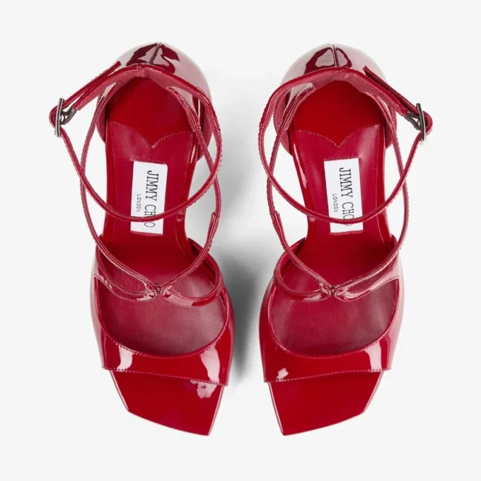 Azia 95 Ruby Red Patent Leather Sandals