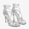 Azia 95 Silver Liquid Metal Leather Sandals