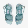 Azia 95 Sky Mix Satin Sandals with Multi Crystal Embellishment