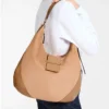 Bar Hobo M Toffee Suede Shoulder Bag with Biker Leather Trims