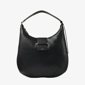 Bar Hobo Medium Black Biker Leather Shoulder Bag