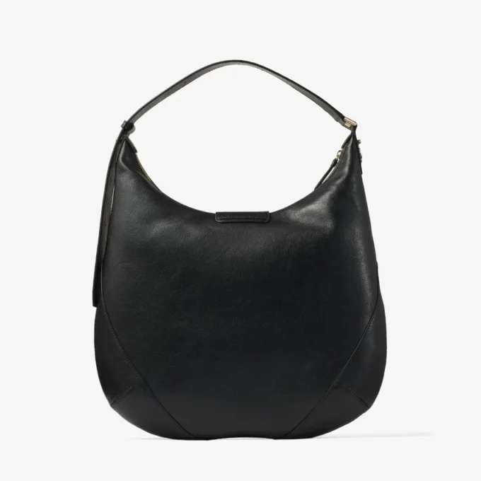Bar Hobo Medium Black Biker Leather Shoulder Bag