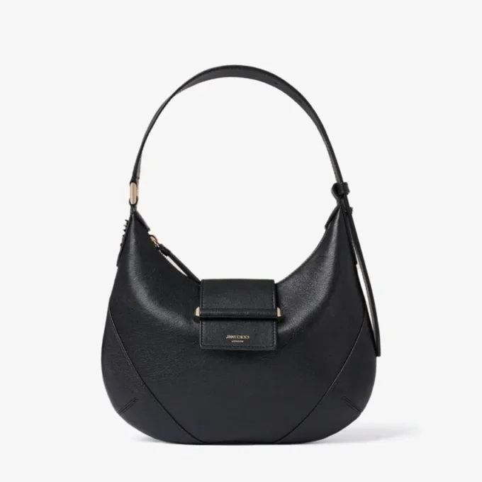 Bar Hobo Small Black Biker Leather Shoulder Bag